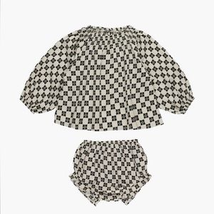 Quincy Floral Balloon Sleeve Linen Blend Top & Bloomers